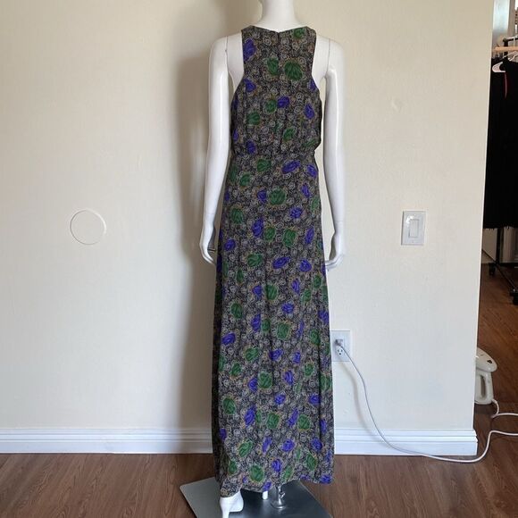 Revolve Line And Dot Blue & Green Floral Sleeveless Maxi Dress Size Medium - Picture 6 of 11
